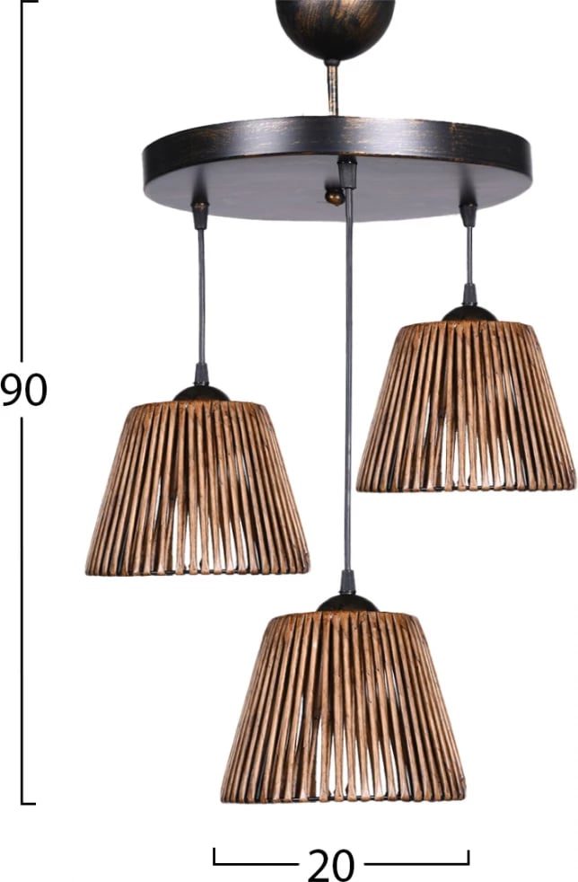 Llambë varëse për tavan, 3 drita, bronz, FH7481, 20x16x90 cm Llambë varëse për tavan, 3 drita, bronz, FH7481, 20x16x90 cm