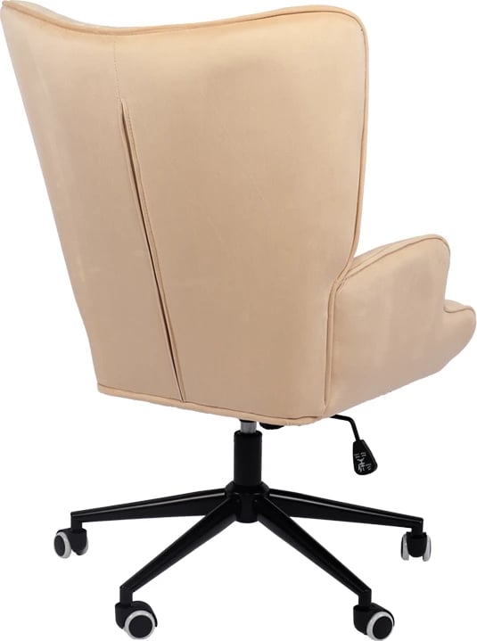 Karrige rrotulluese Lobima, kadife krem, bazë e zezë, 71x68x104cm