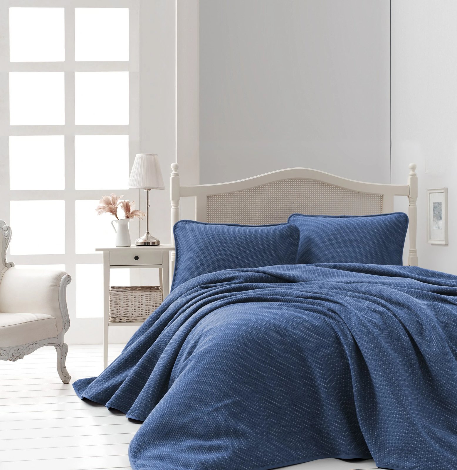 Set piké dopio, ngjyrë kaltër e errët, L'essentiel, Liv