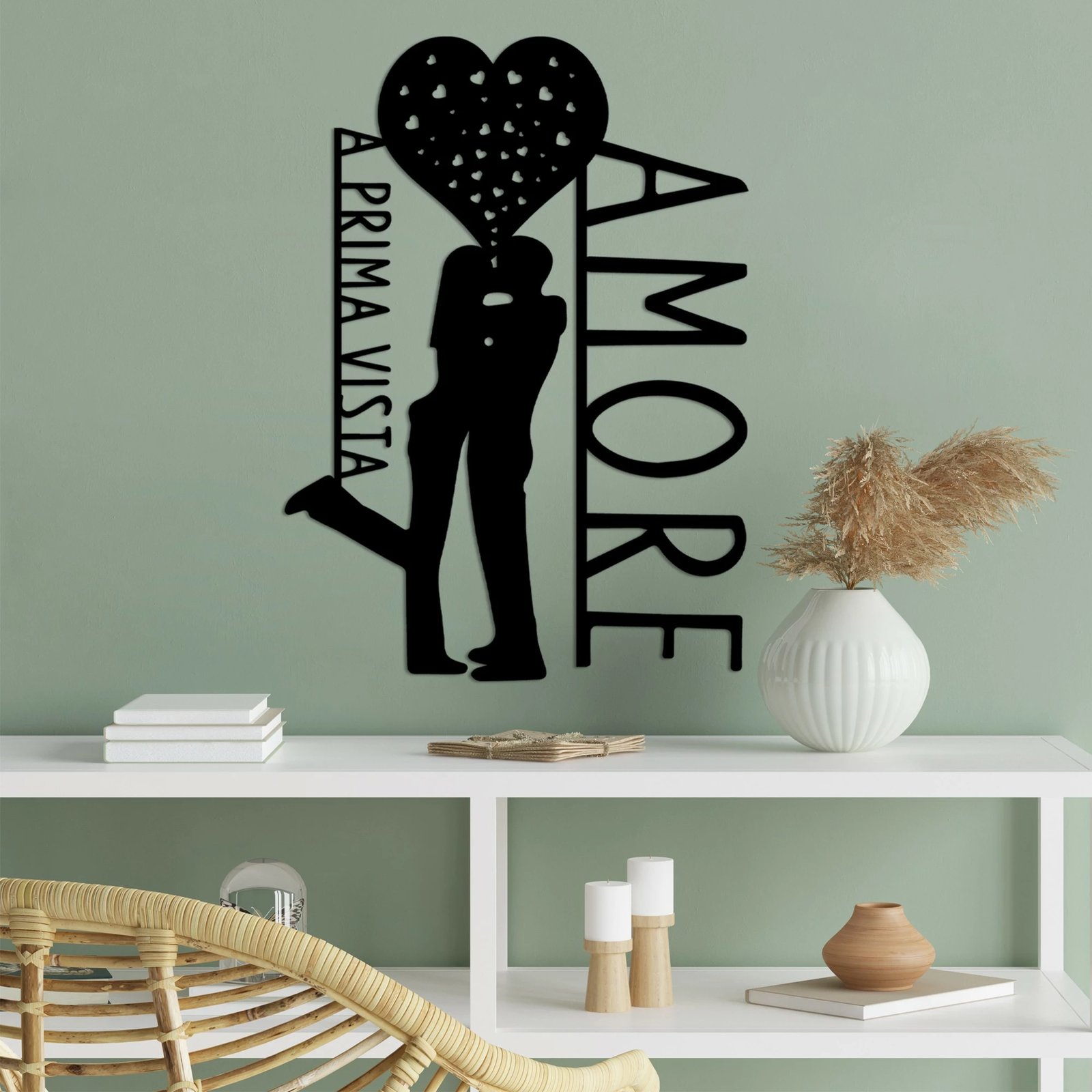 Aksesor dekorativ metalik për mur, Amore Prima Vista 3, ngjyrë e zezë, 40x56cm