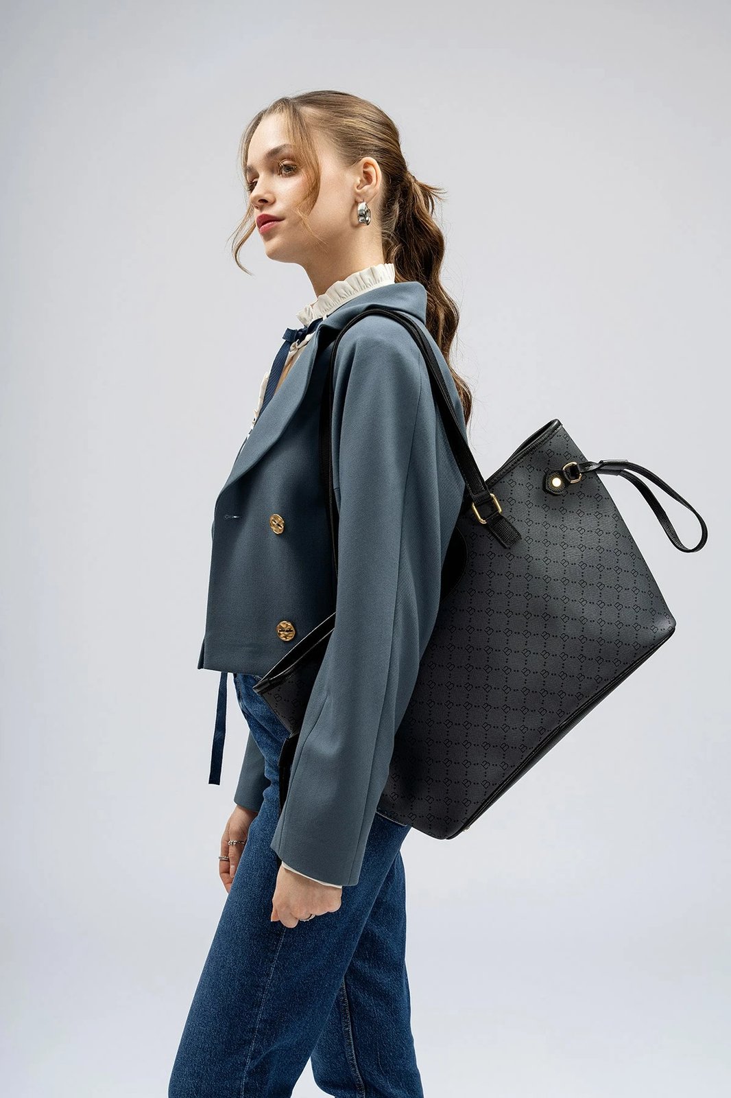 Çantë Tote Lucky Bees, 355 v2, gri e zezë