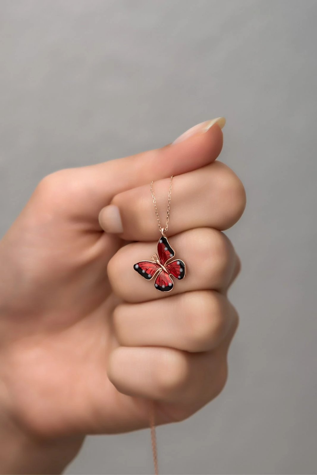 Vathë argjendi me flutur, ngjyrë rozë ari, e kuqe dhe e zezë, Jumeon, NRZ99252