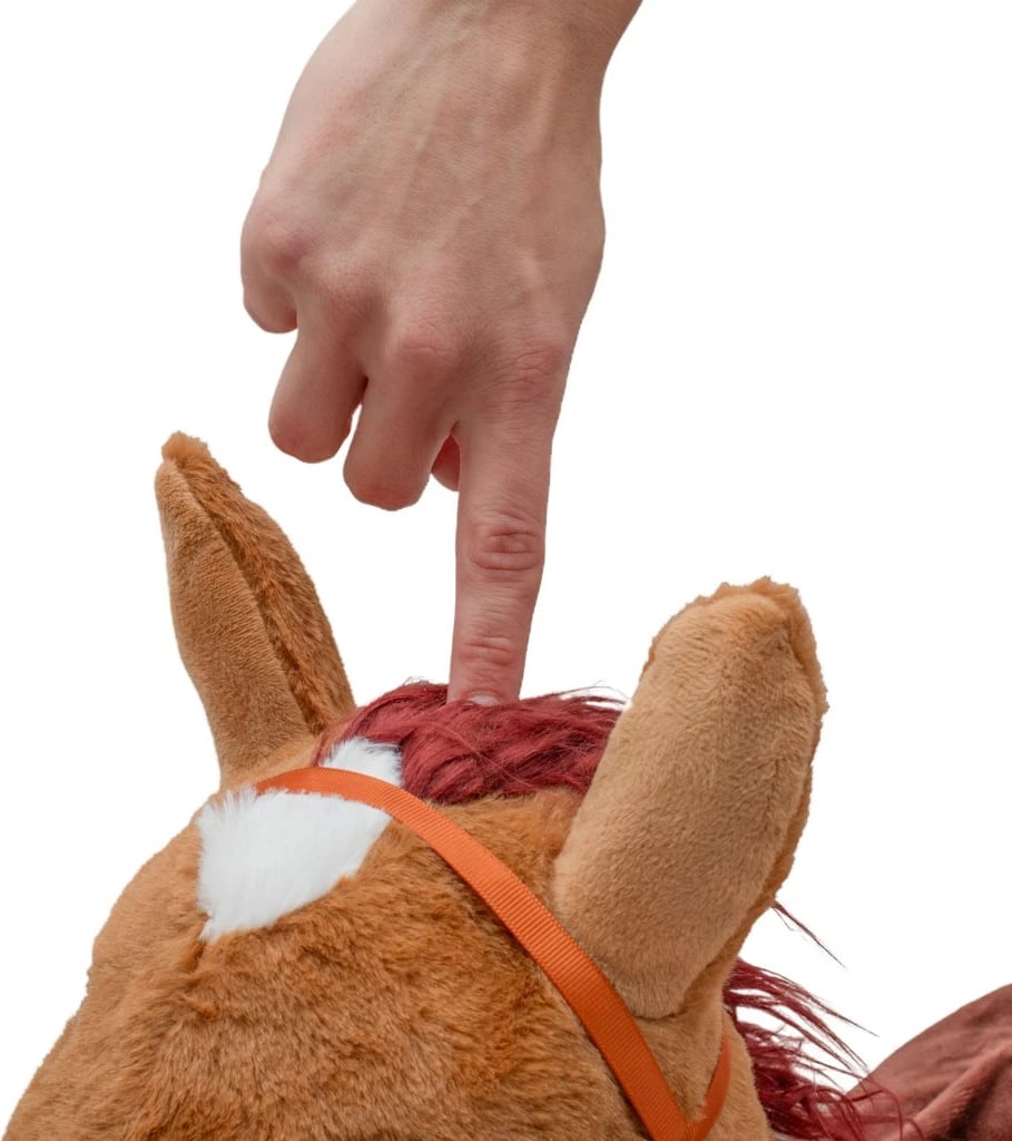 kalë kërcyes pelush me fryrje, Baby Mix, Brown Horse, me modul tingulli, set me pompë dhe bateri, ngarkesë max 80 kg, kafe