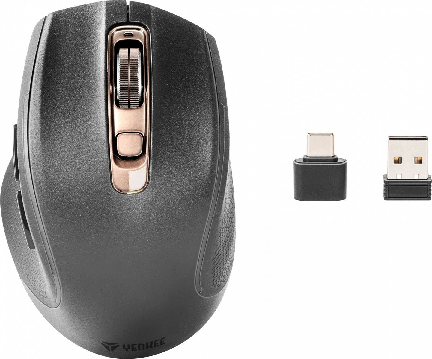 Maus wireless YENKEE YMS 2090 NEO PRO, dual Bluetooth + 2.4GHz, USB-A/USB-C receiver, 7 butona, 2400 DPI, zi/rose gold