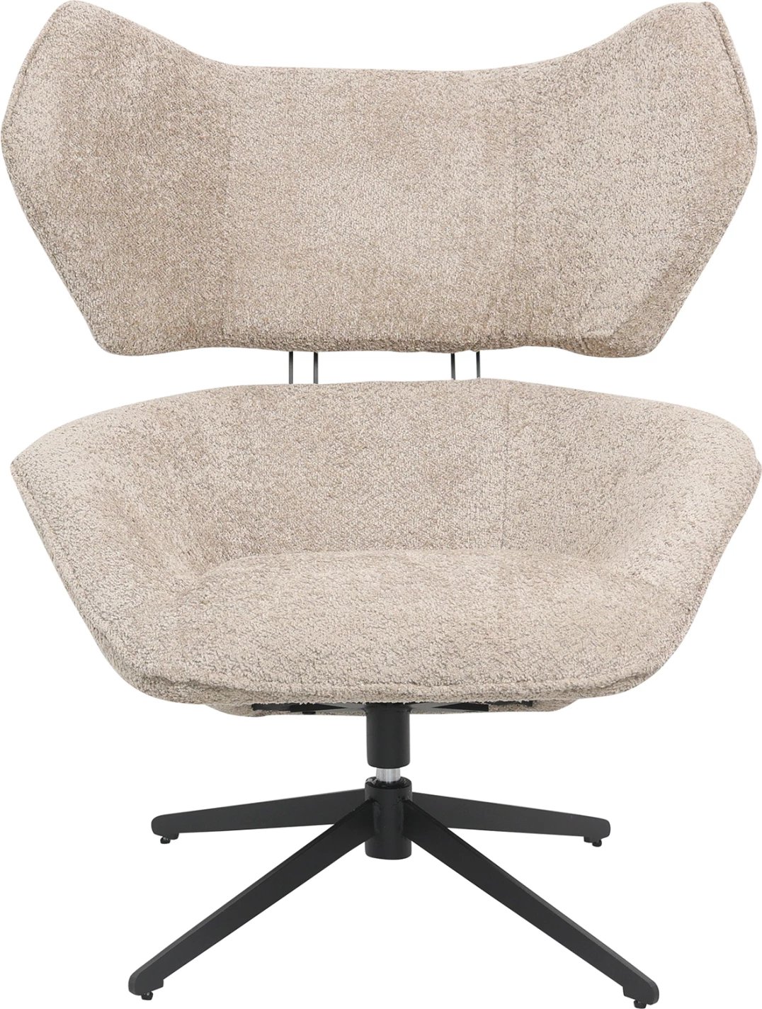 Karrige rrotulluese BRYLL FH9597.08, ngjyrë bezhë boucle, bazë metalike e zezë, 86x90x97H cm