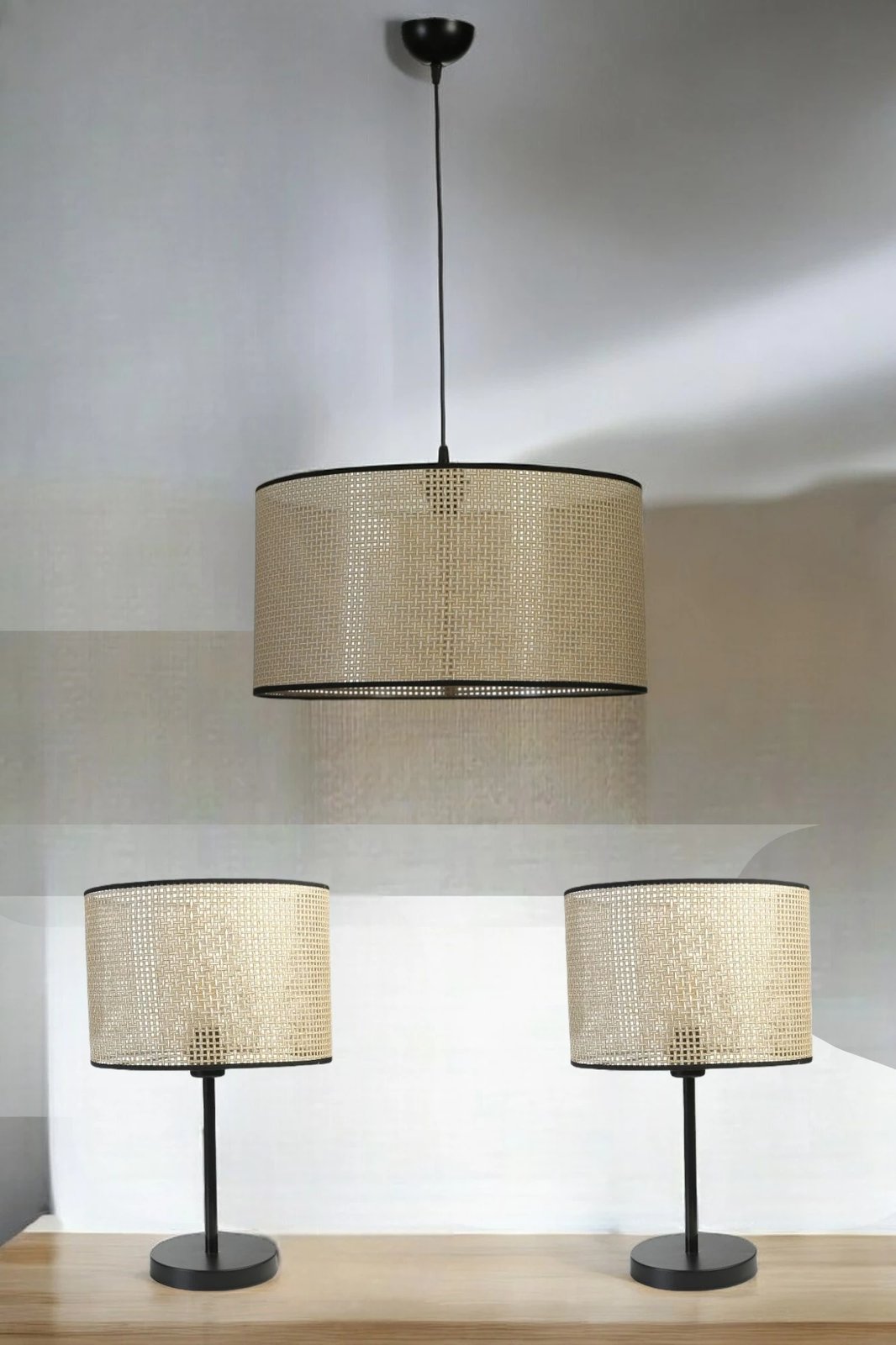 Set llambë tavani dhe tavoline Opviq, krem, 8870-5