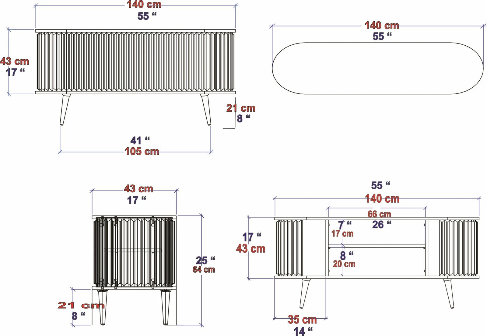 Komodë TV Skye Decor, e madhe, ngjyrë e zezë dhe antracit