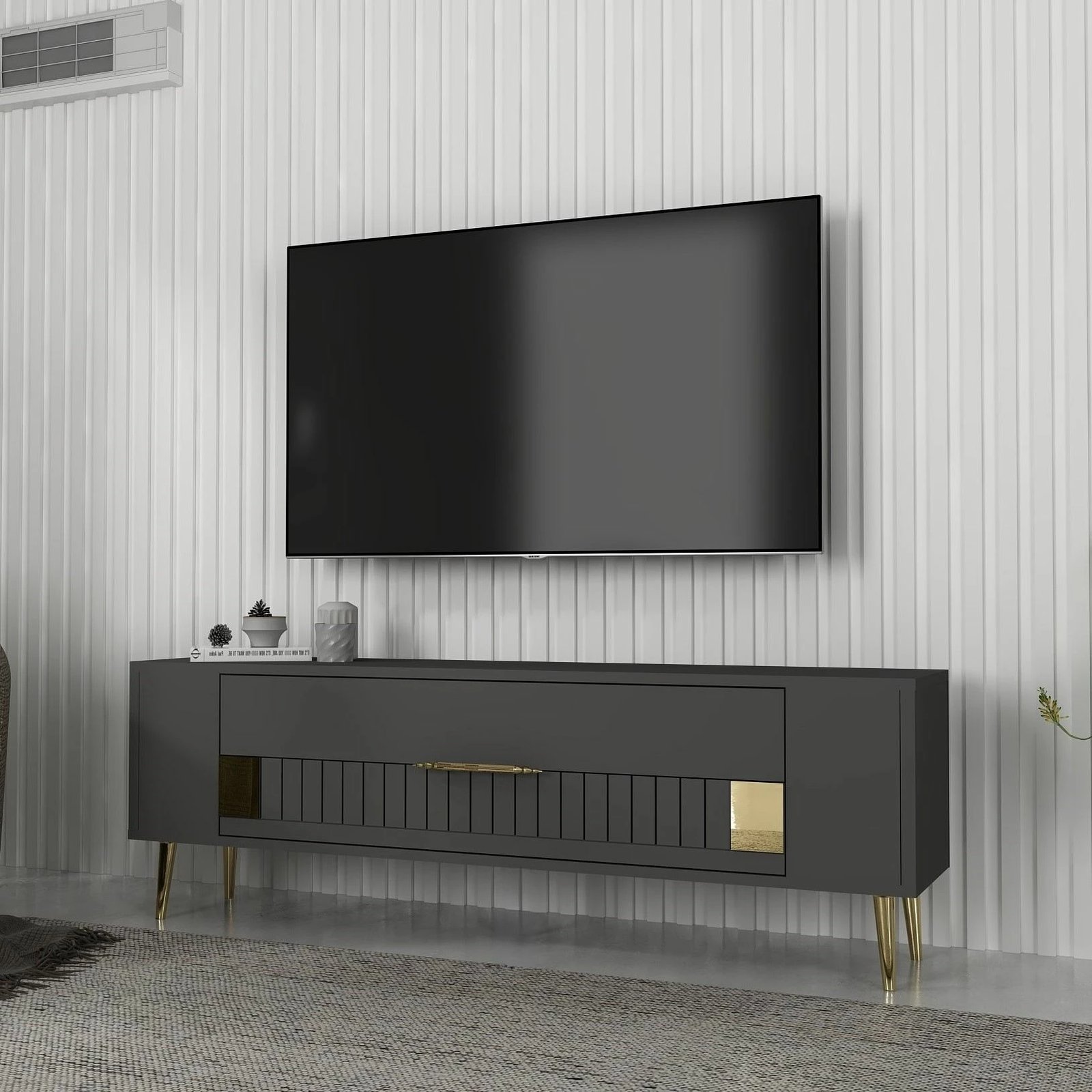 Komodë TV Skye Decor, anthracite, gold, Retrolp4
