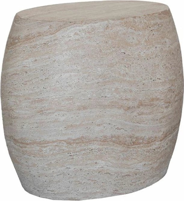 Tavolinë anësore ovale Lithos, ngjyrë bezhë, 62x43x52.5