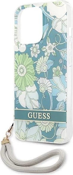 Mbështjellës Guess GUHCP13LHFLSN për iPhone 13/13 Pro 6.1", Flower Strap, Gjelbër