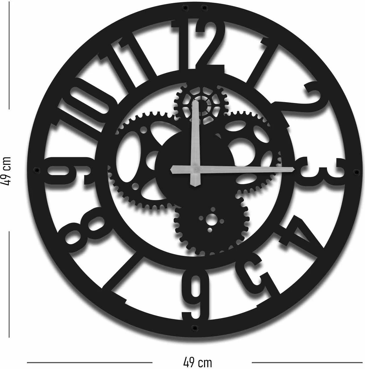 Orë muri dekorative metalike Wallity, MTS - 003, e zezë, 49x49cm