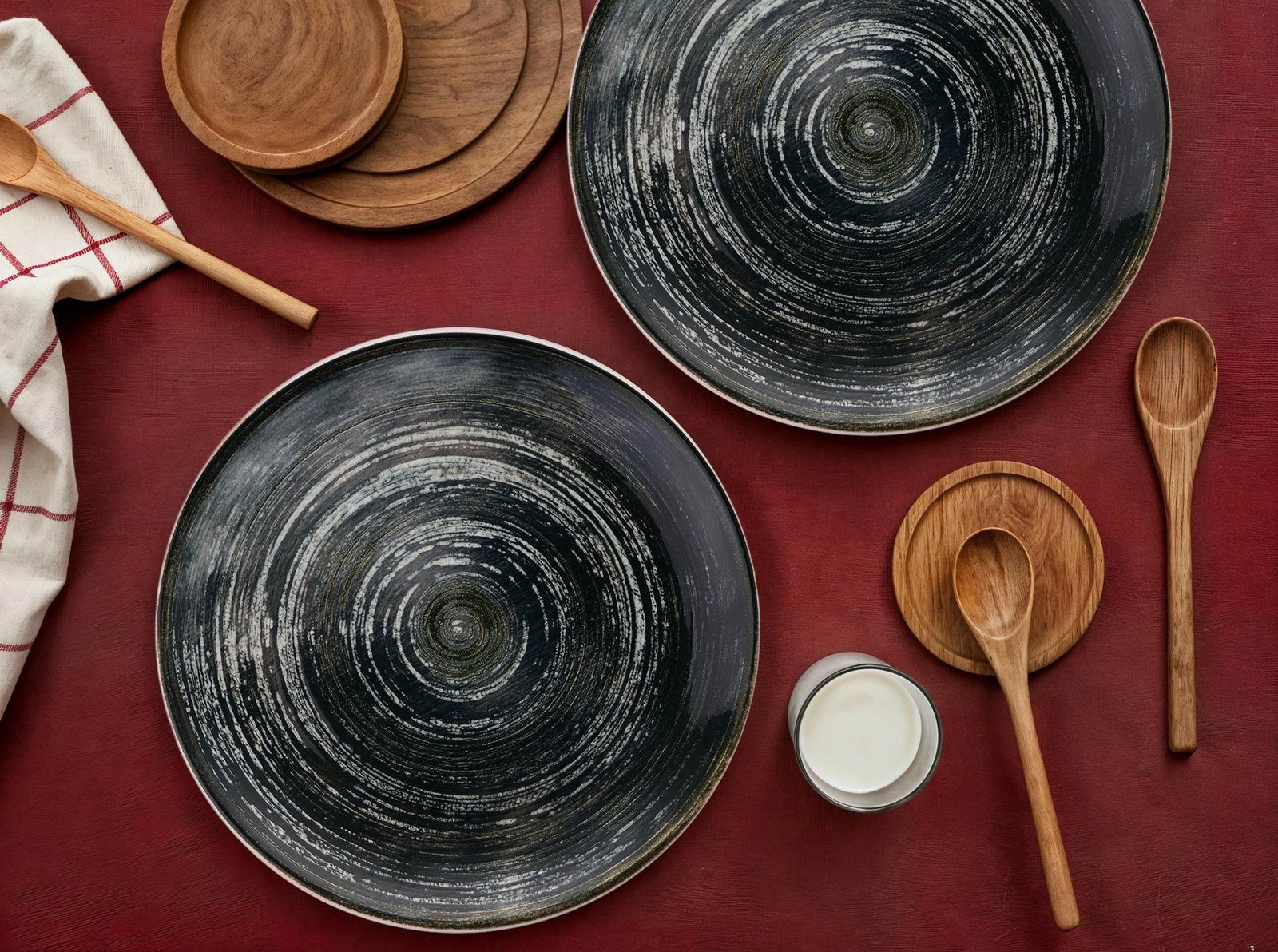 Set pjatash shërbimi (6 copë), Hermia Concept, ngjyrë e zezë, Serv Lines