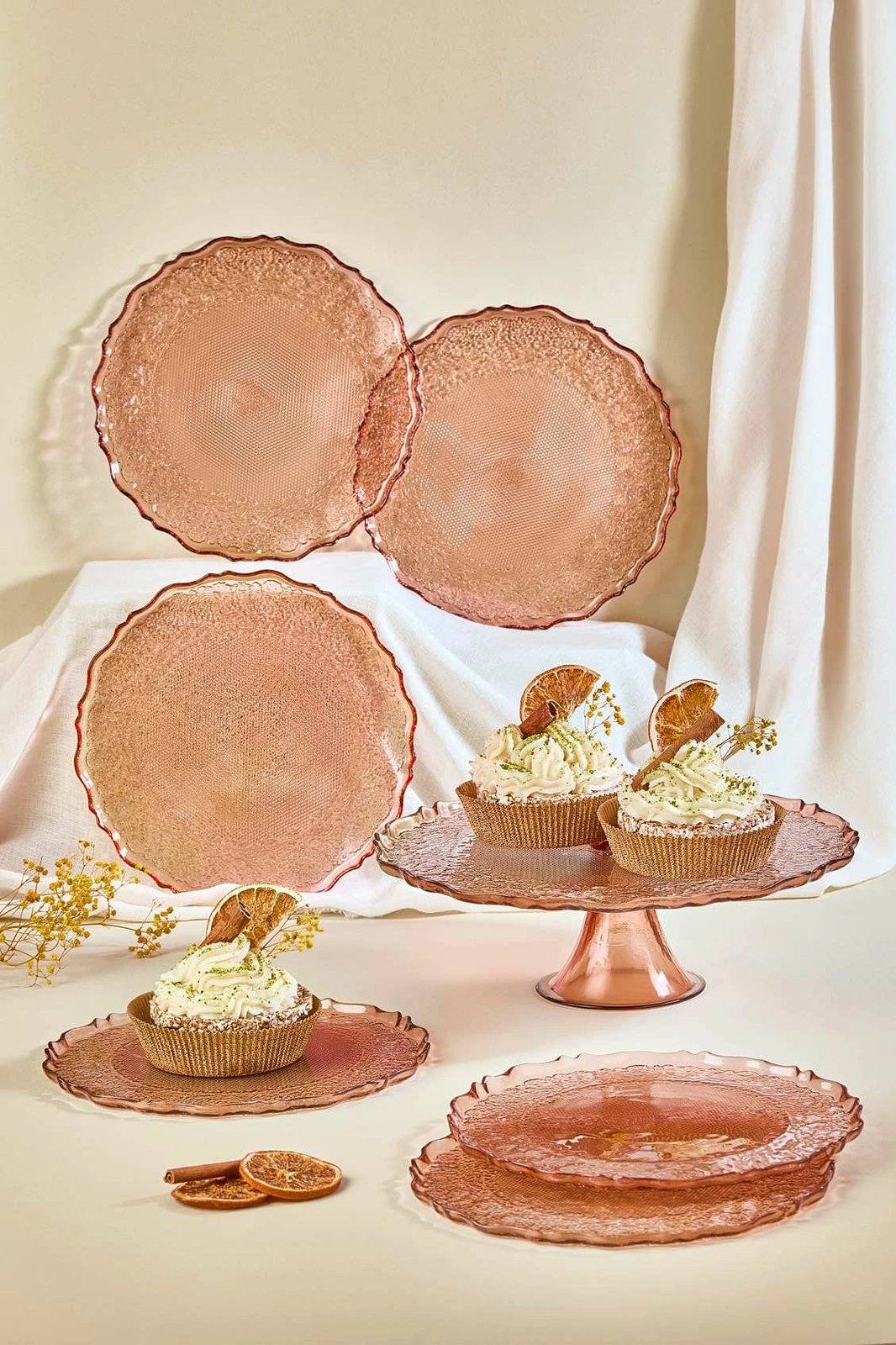 Set pjatash ëmbëlsirash (7 copë), Hermia Concept, Goblen7, ngjyrë bakri