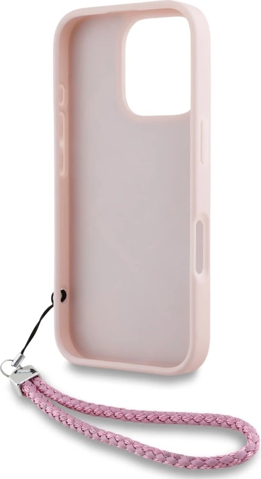 Mbështjellës Karl Lagerfeld Quilted Initial Logo & Chain Strap për iPhone 16 Pro Max, Rozë