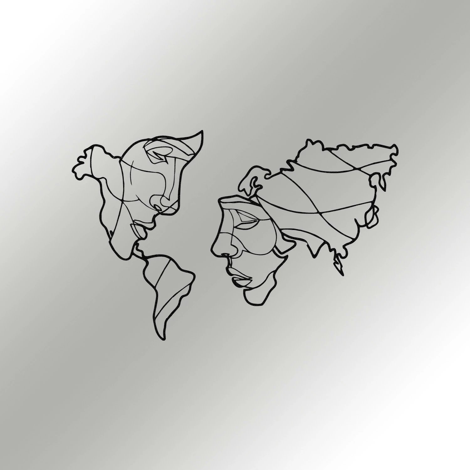 Aksesor dekorativ metalik për mur, Wallity, Suret Two, ngjyrë e zezë, 100x64cm