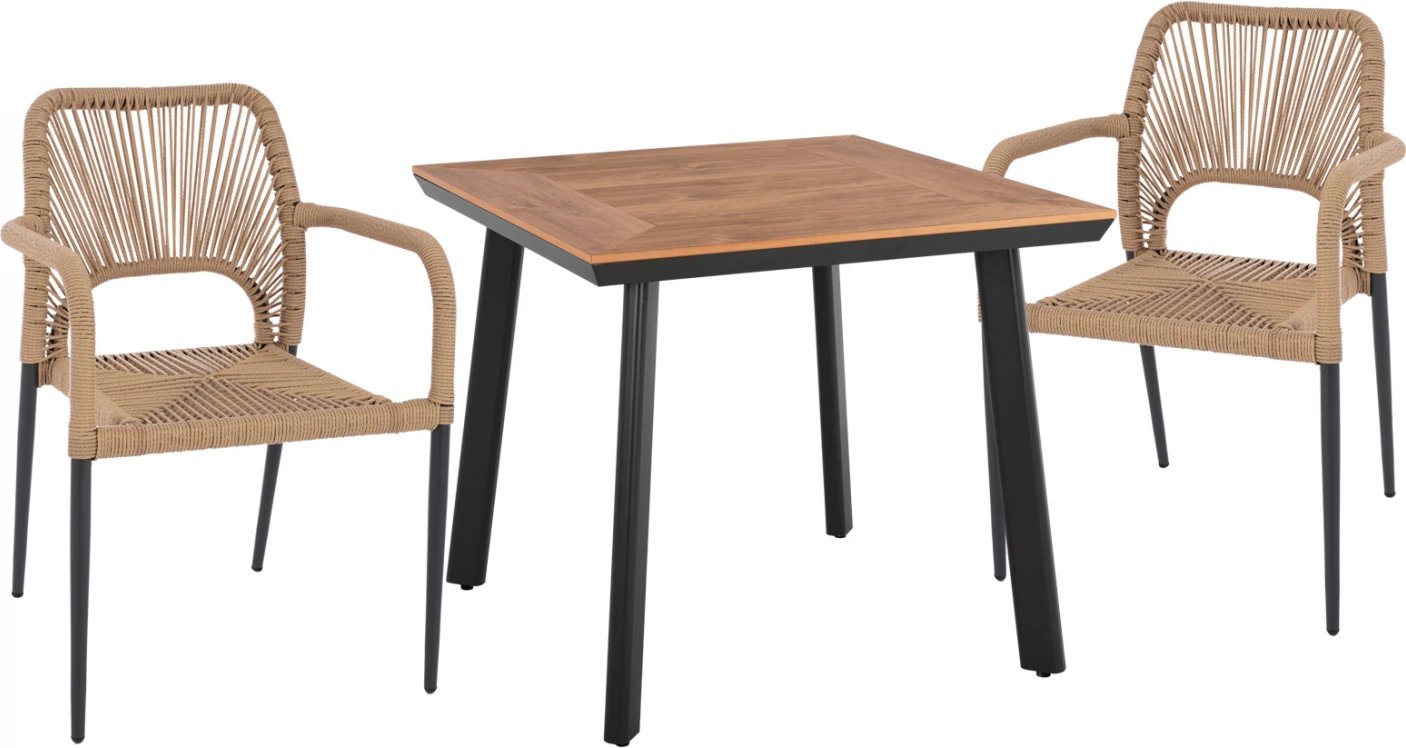 Set për darkë 3 copë, tavolinë 80x80 dhe karrige me litar FH11537.02