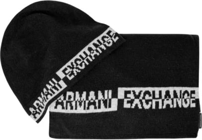 Set kapelë & shall për meshkuj Armani Exchange, i zi 