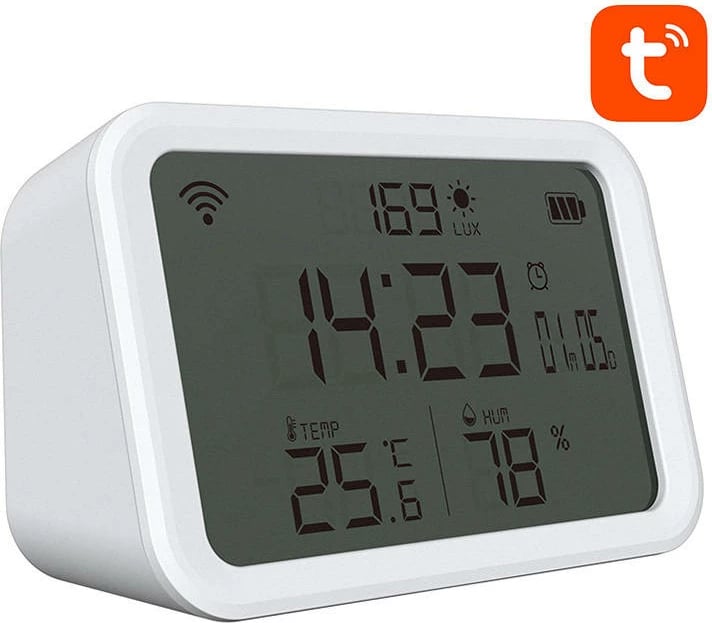 Sensor i mençur temperaturë, lagështi dhe dritë Neo NAS-CW01W, Wi-Fi, Tuya, i bardhë