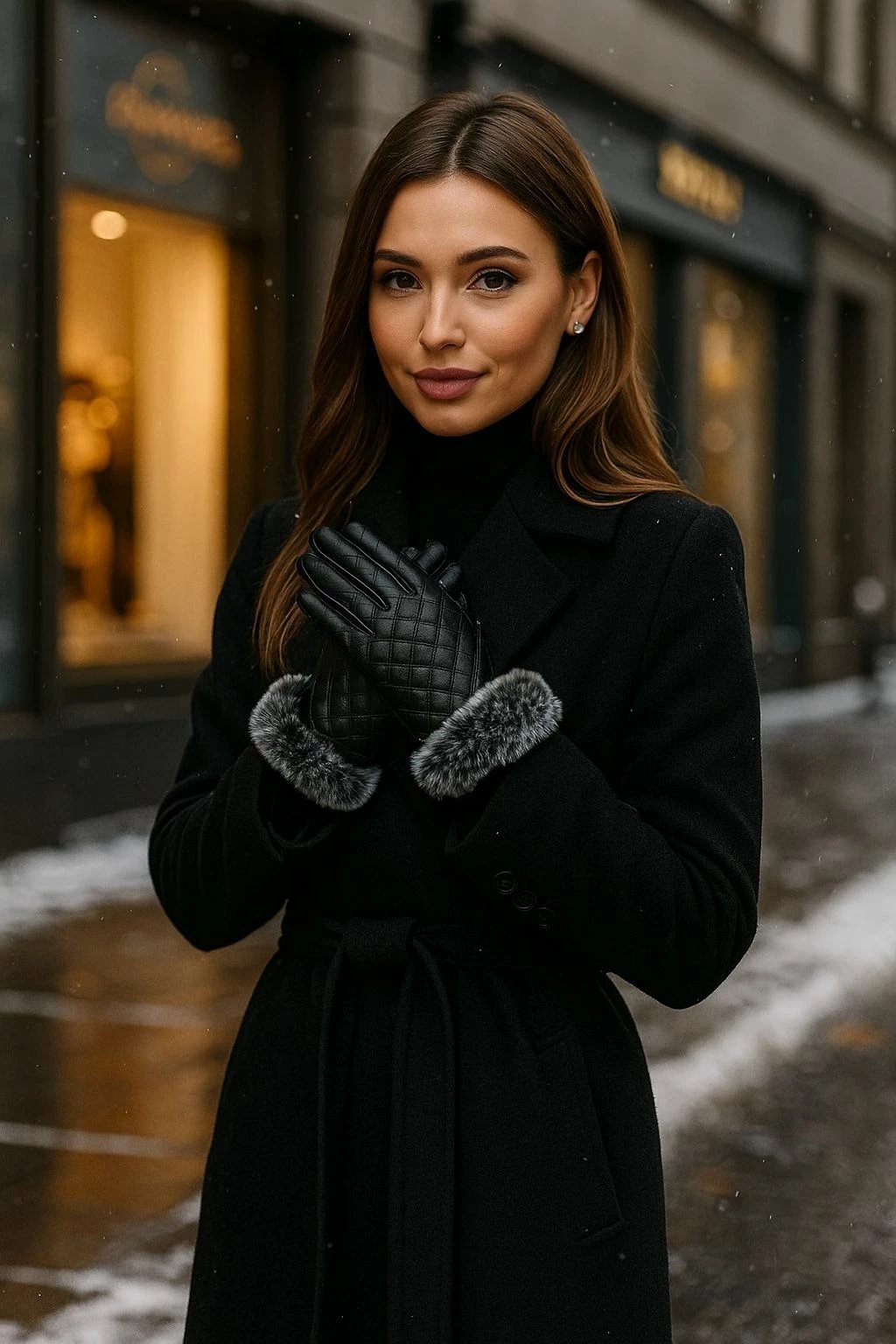 Doreza për gra, lëkurë PU, të zeza, Jumeon Eld12