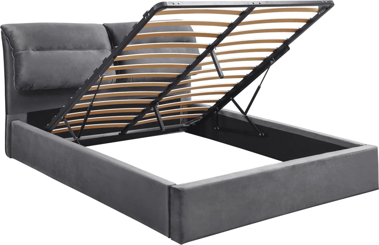 Krevat Kendra, kadife gri, me hapësirë ruajtëse, FH565.01, 160x200cm