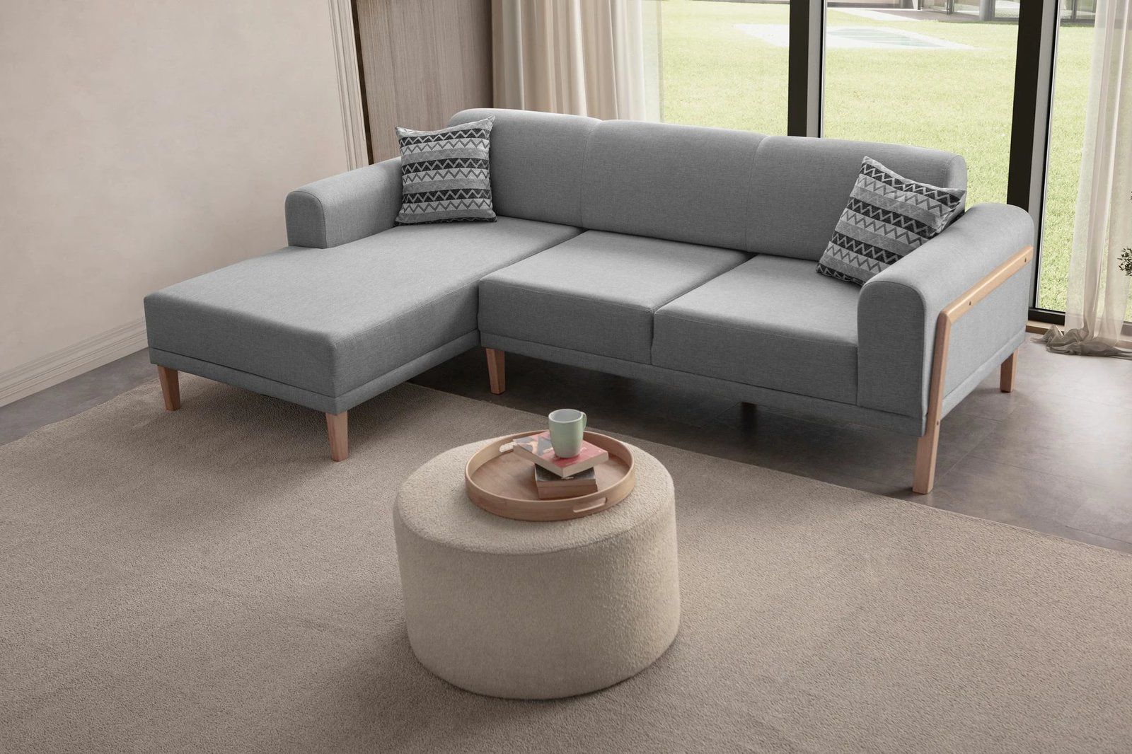 Këndare Atelier del Sofa, latte relax, kënd i majtë, ngjyrë gri