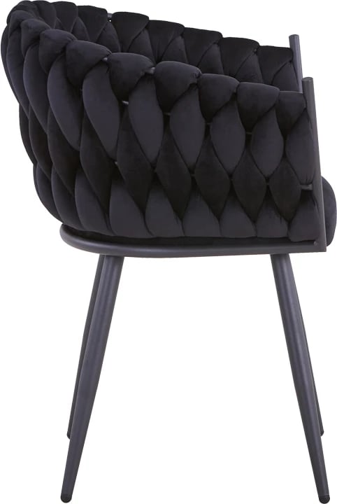 Karrige Vivian, kadife e zezë, këmbë metalike, 61x55x80cm