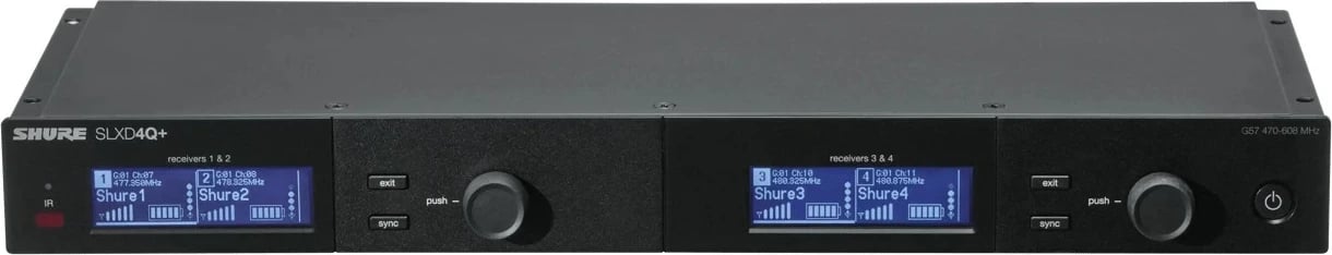 Marrës mikrofonësh pa tela SHURE SLXD4Q+, 32 kanale, i zi