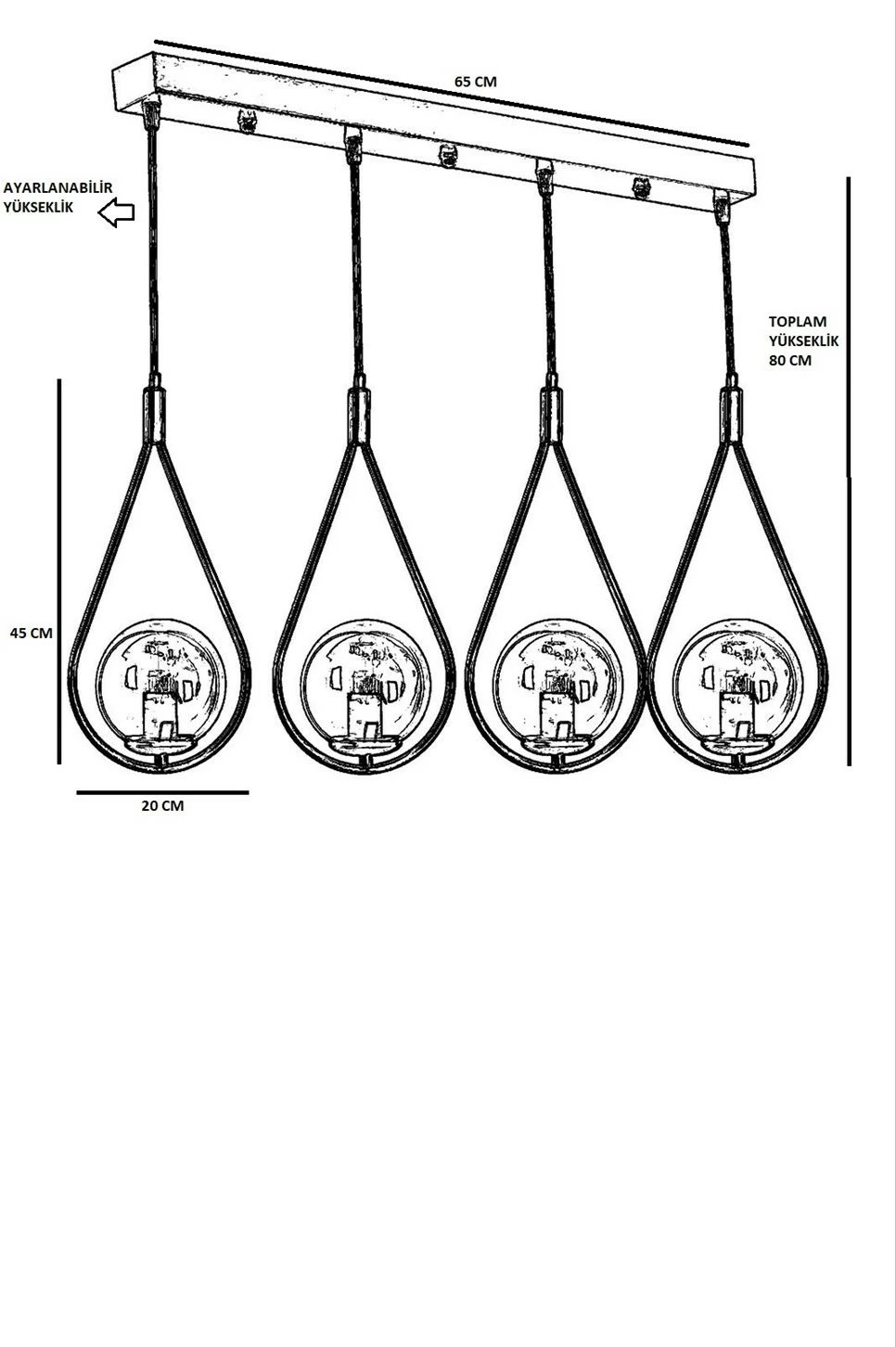 Llambë varëse Opviq Damla, 4 copa, qelq bal, ngjyrë bakri
