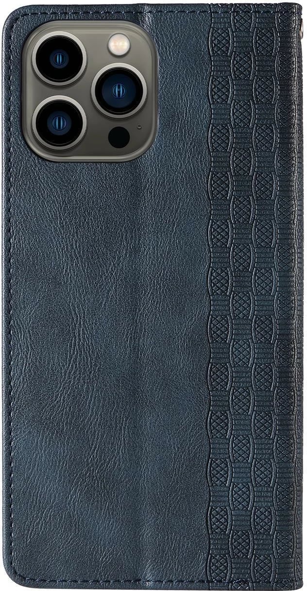 Mbështjellës Hurtel Magnet Strap Case për iPhone 14 Pro Max, me kapak, portofol, qëndrim, rrip dore, kaltër