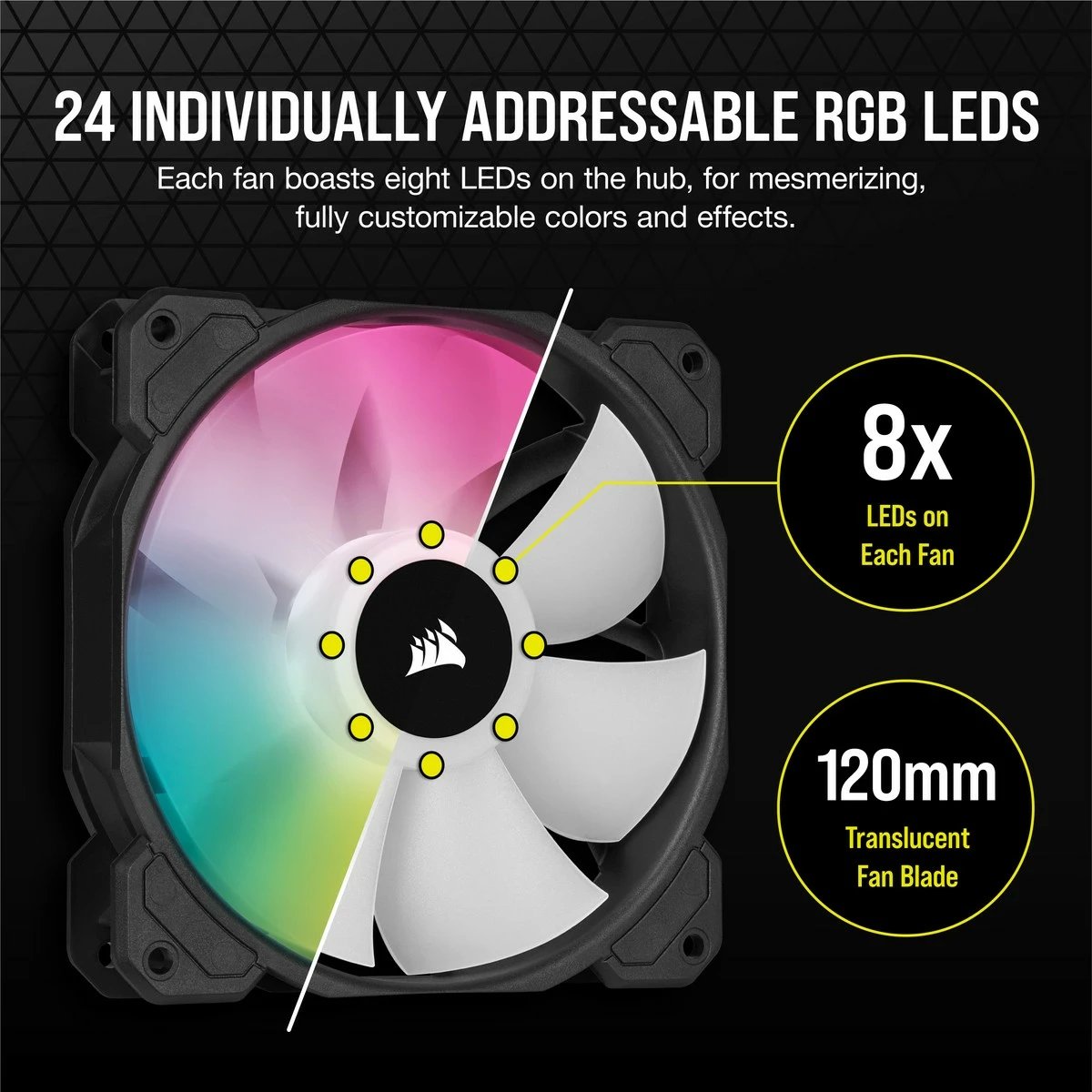 Ventilator Corsair SP120 RGB ELITE, 12 cm, 550 RPM, 1500 RPM, i zi Ventilator Corsair SP120 RGB ELITE, 12 cm, 550 RPM, 1500 RPM, i zi