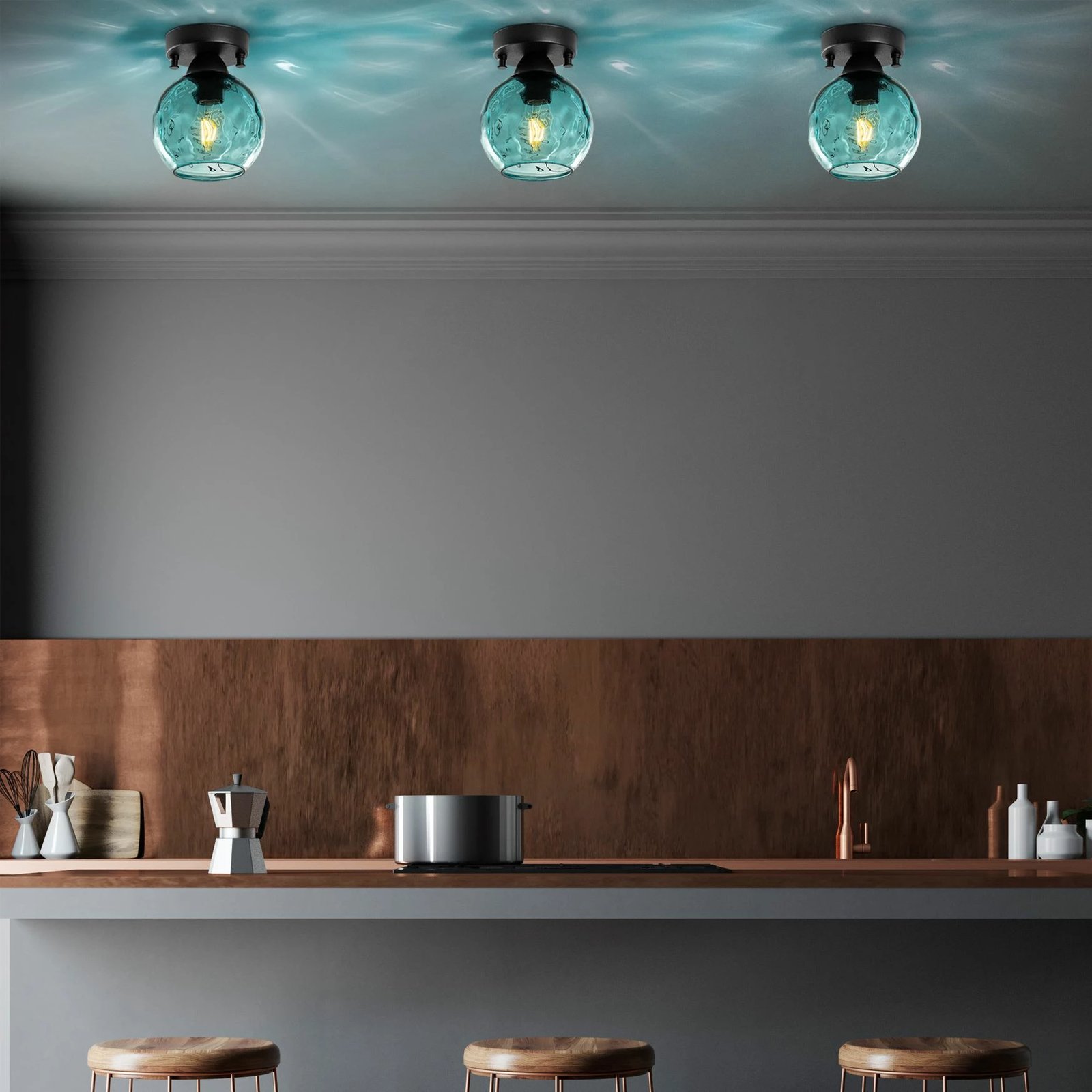 Llambë tavani Opviq Benek - 15 - 14372, ngjyrë kaltër e zezë