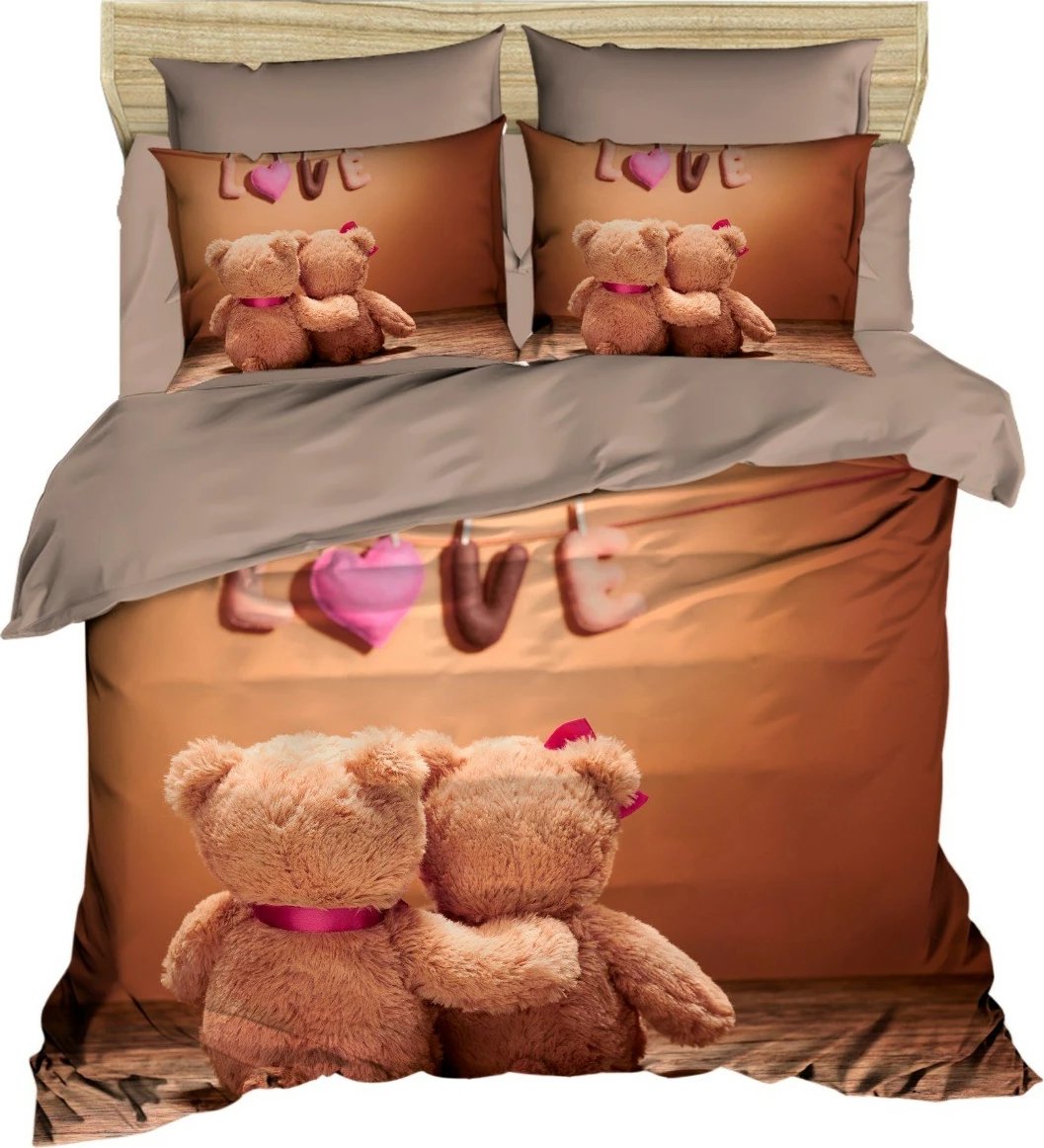 Set mbulesë për jorgan King, L'essentiel, 208, ngjyrë kafe dhe bezhë, me 2 jastëkë