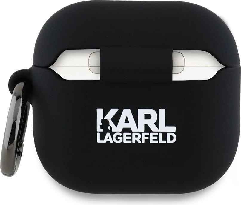 Mbështjellës Karl Lagerfeld për AirPods 4, Silicone Karl Head 3D, i zi