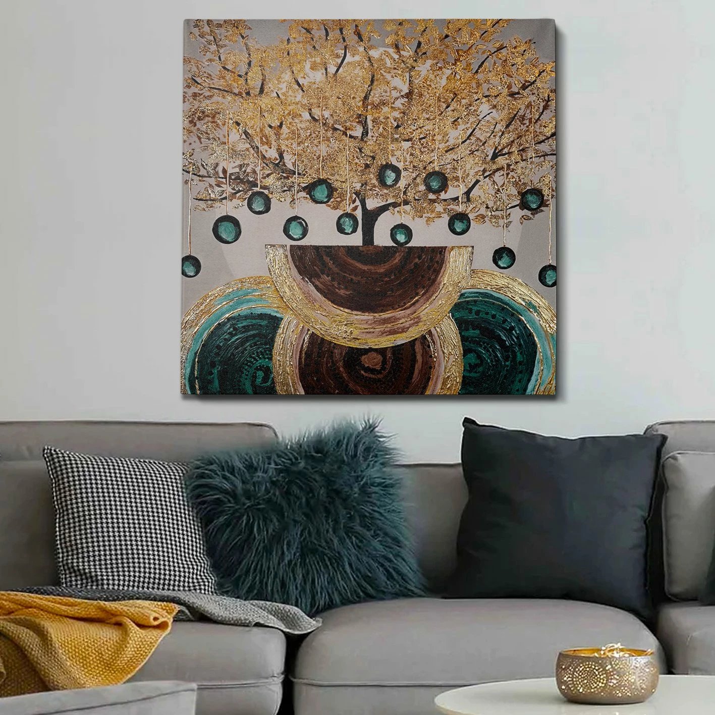 Pikturë dekorative me vaj, shumëngjyrëshe, Wallity, OPG1730800570, 100x100 cm