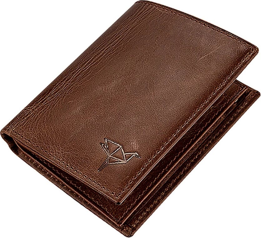 Portofol për burra, lëkurë natyrale, ngjyrë kafe, Zoozie Bags, Gomez