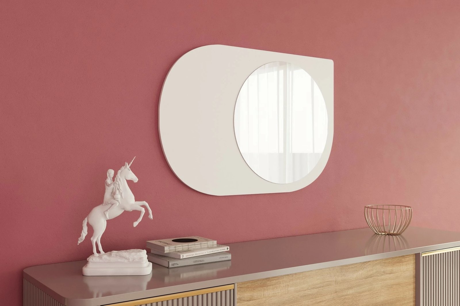 Pasqyrë dekorative Skye, Pubble, e bardhë