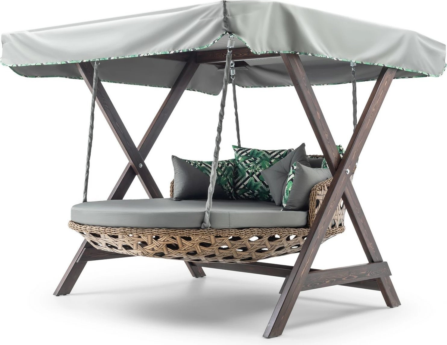 Karrige lëkundëse dyshe për kopsht, ngjyrë gri, Skye Decor Dominic