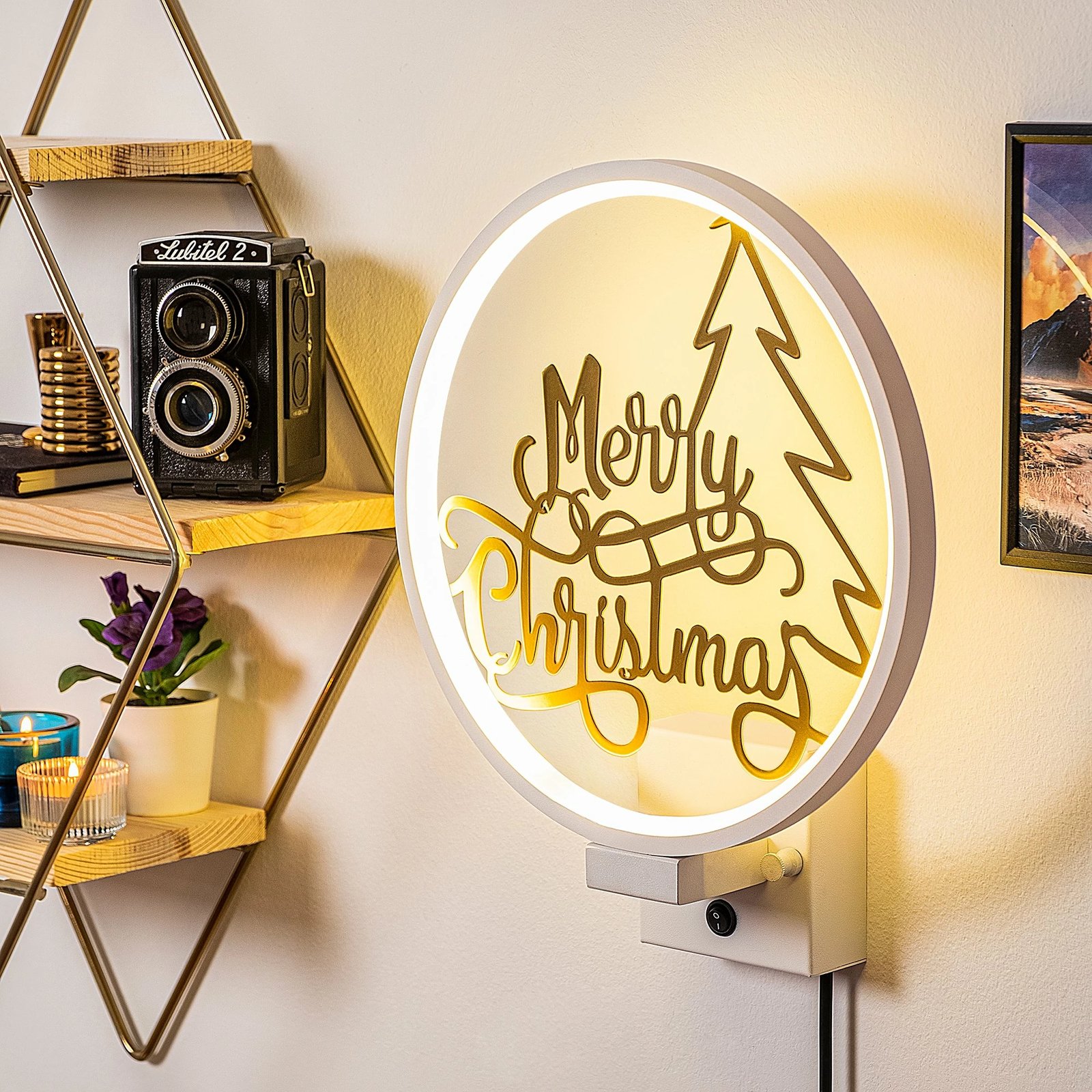 Llambë muri Opviq, XMAS26, e bardhë dhe e artë