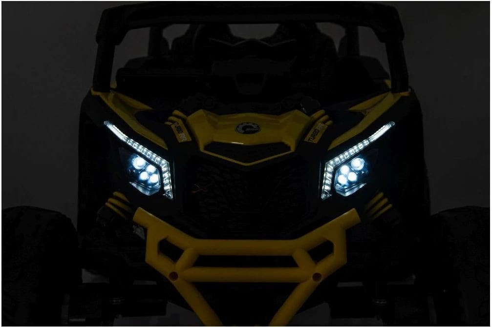 veturë elektrike për fëmijë, BABY MIX, Buggy Hornet, 12V 4.5Ah, 2x25W, MP3/USB/SD/Bluetooth me telekomandë, drita LED, rrota EVA, sedilje lëkure, e verdhë