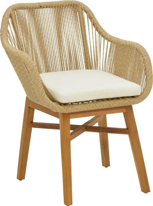 Set tavoline me karrige Kalie-Kenda 7 pjesë, hije natyrale-bezhë, Φ120x75cm