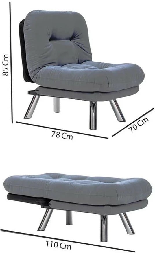 Krevat-karrige një vendi, Atelier del Sofa, Misa Small Solo, ngjyrë gri e errët
