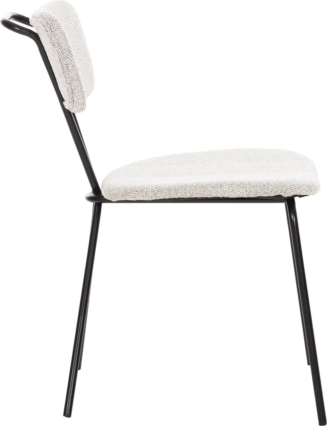 Karrige ngrënieje DORY FH9855.03 kornizë metalike në të zezë, pëlhurë në gri të lehtë 48,5x61x76H cm., set prej 4 copë