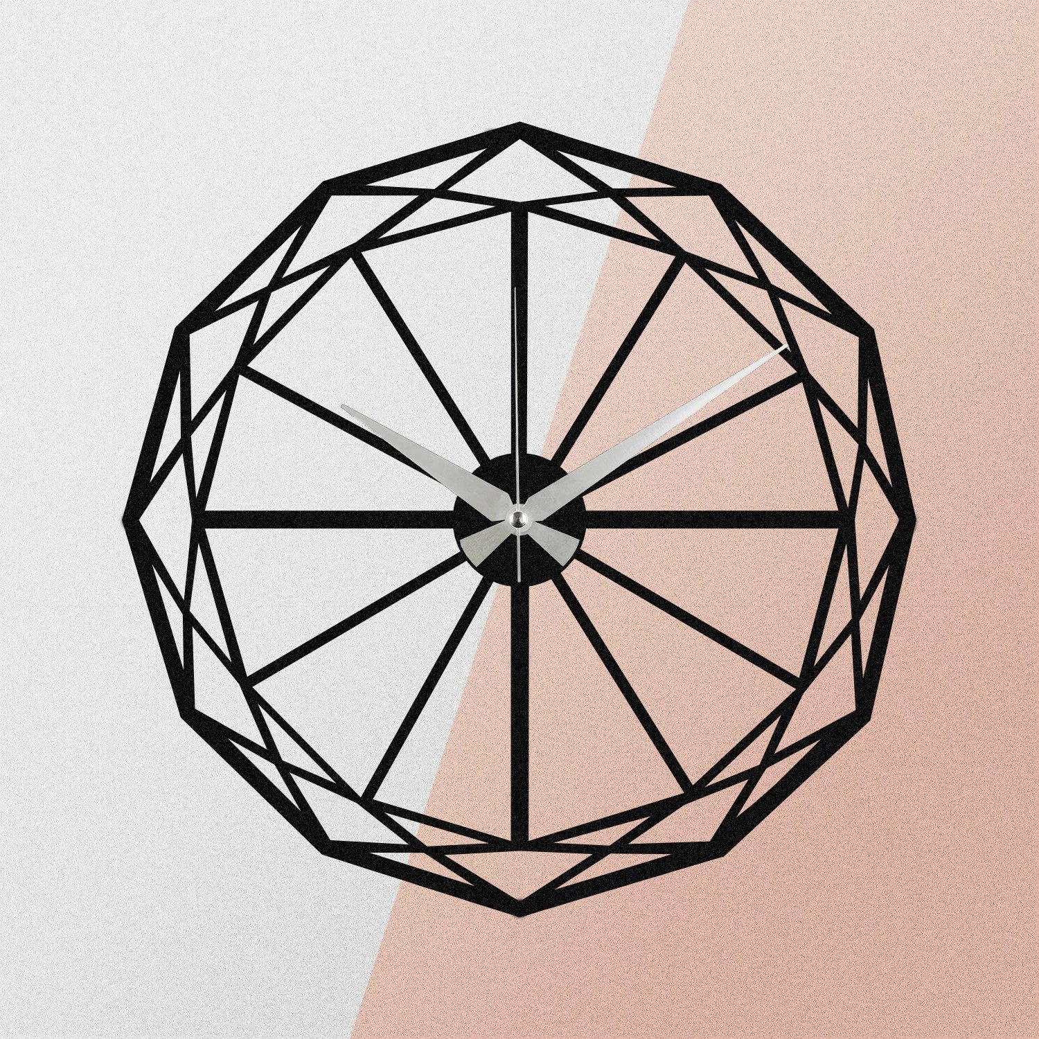 Orë muri dekorative prej metali, Wallity Enzoclock - S013, e zezë, 48x48cm