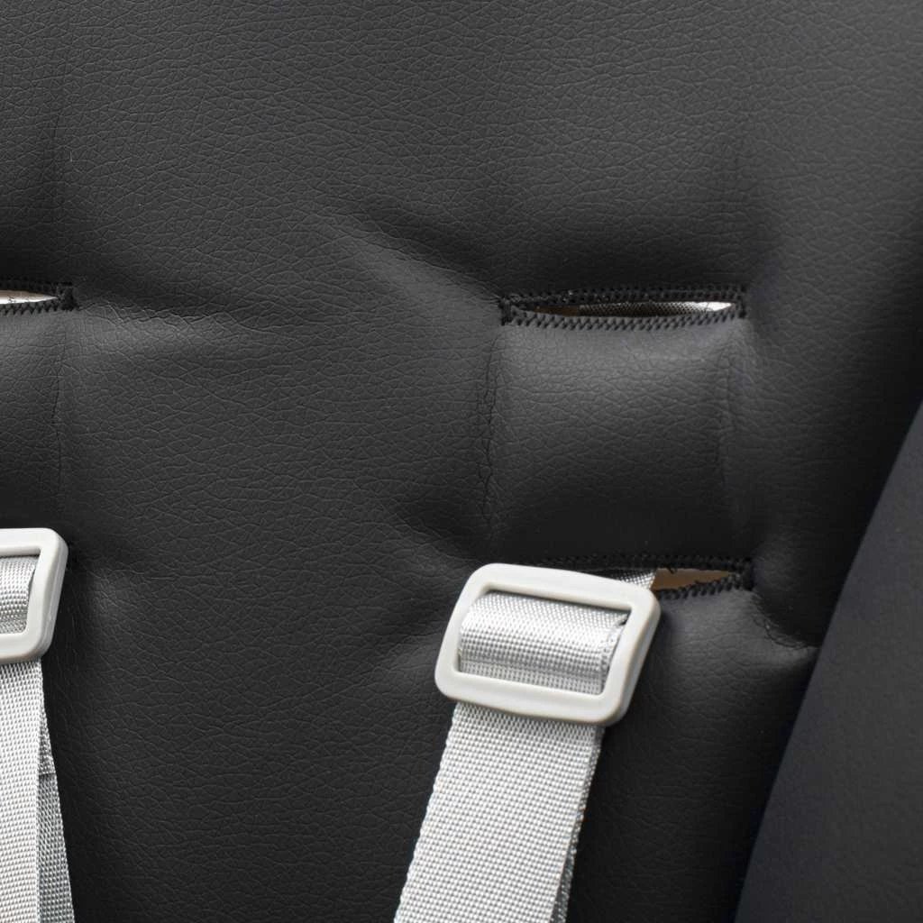 Karrige e lartë për bebe, NEW BABY Iris, shpinore 6 pozicione, lartësi 5 nivele, rripa sigurie 5-pikësh, tabaka dyshe, mbulesë eko-lëkurë, e zezë