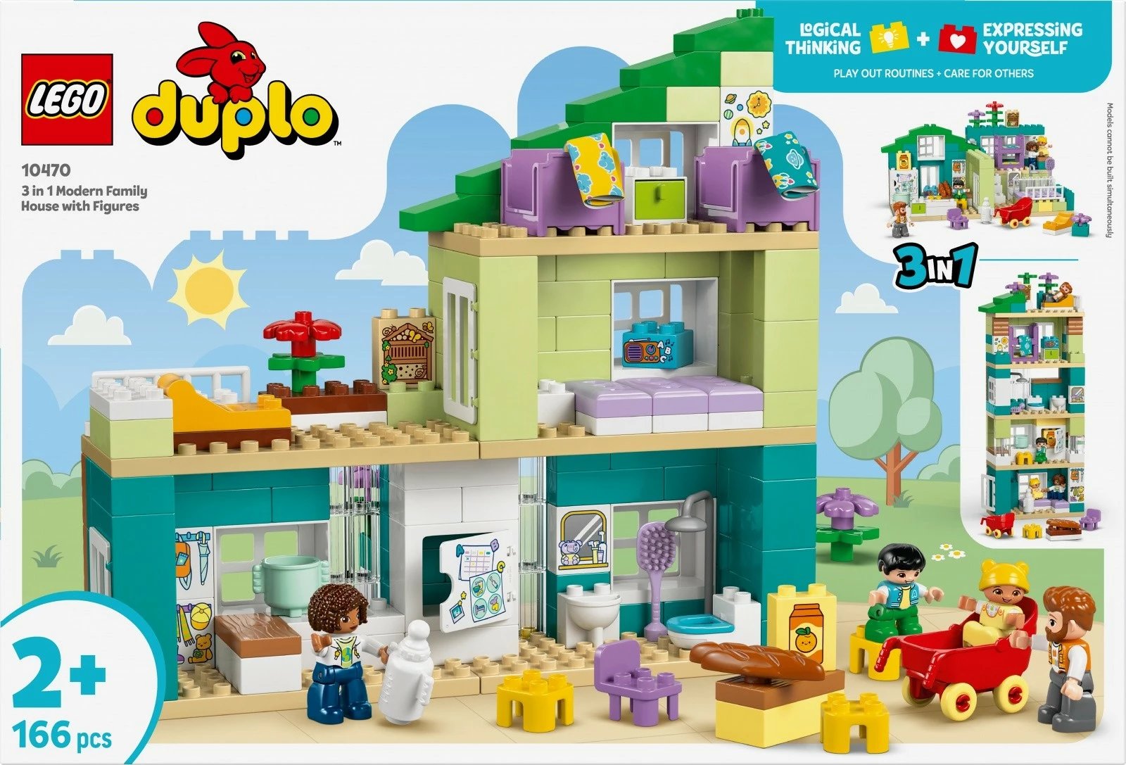 Set blloqe LEGO DUPLO 10470 shtëpi moderne familjare 3-në-1 me figura, 166 pjesë, 2+