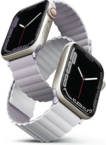 Rrip silikoni për Apple Watch UNIQ Revix, 42/44/45/49mm, dyngjyrësh vjollcë-e bardhë