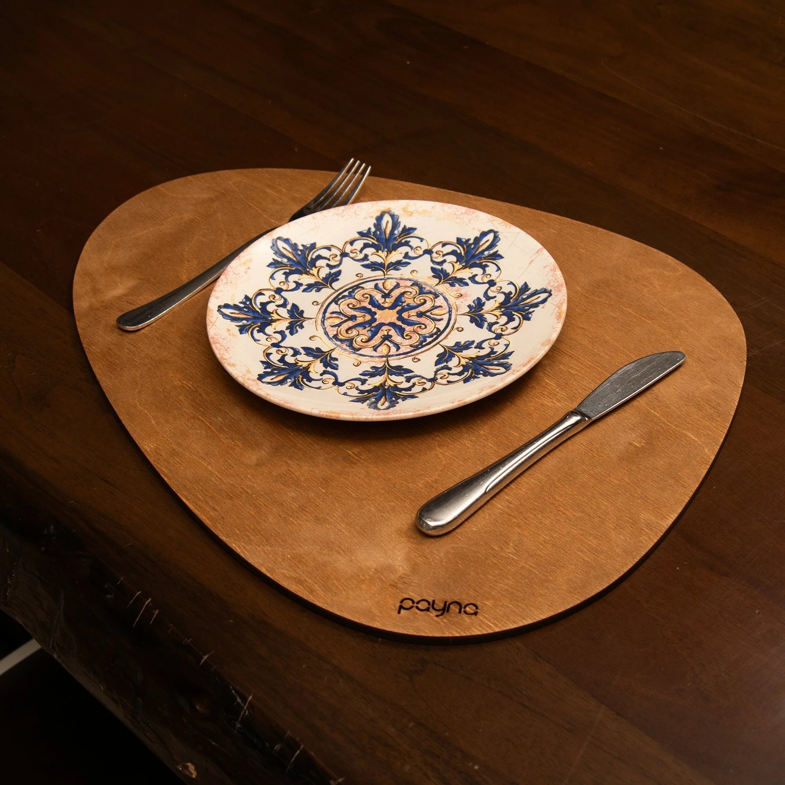 Set nënshtrues tavoline prej druri, 4 copë, Hermia, dardhë - arre