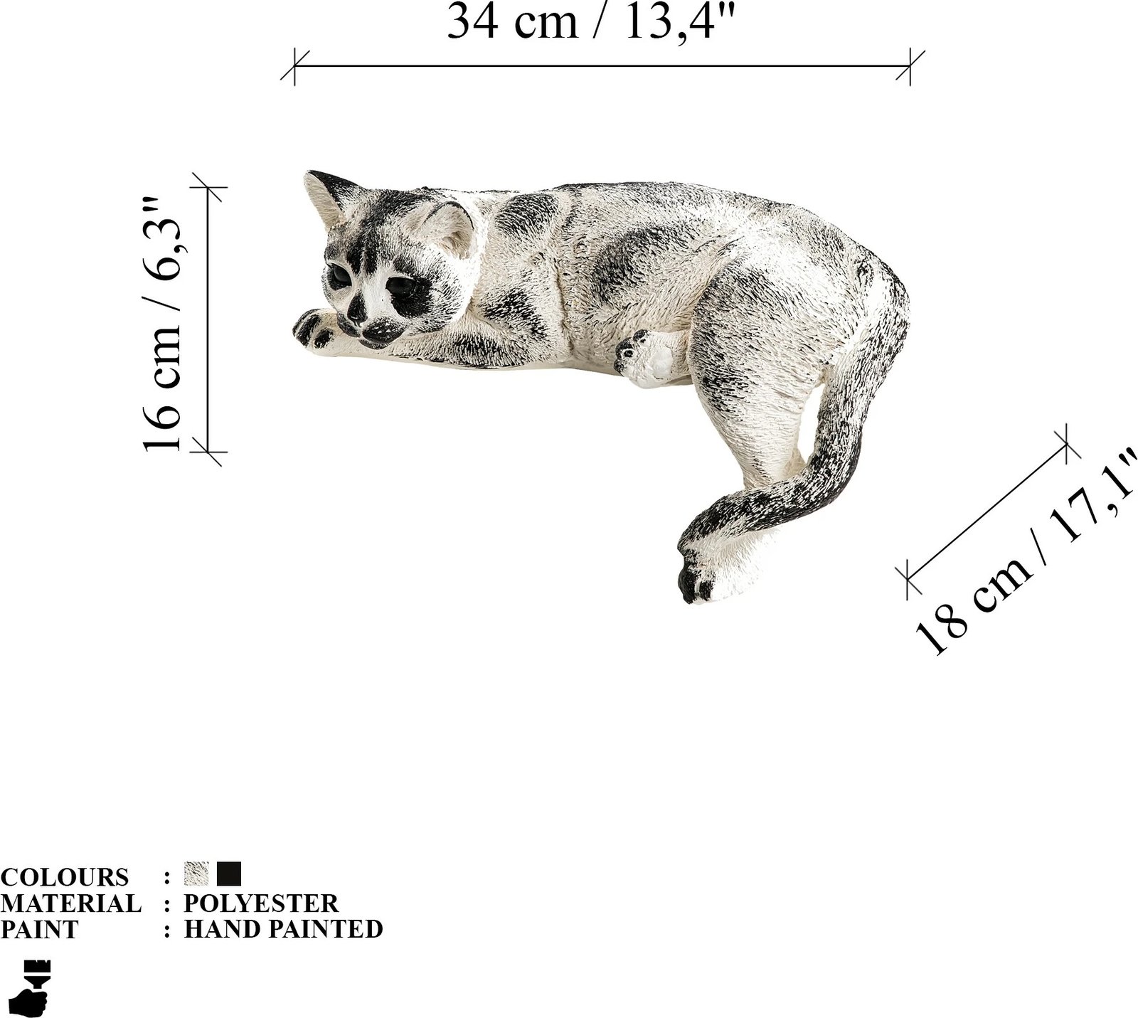 Objekt dekorativ mace, Evila Originals, shumëngjyrëshe, 34x18x16cm