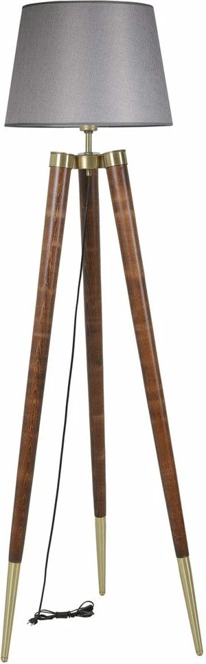 Llambë dyshemeje Opviq, 8578-7, trup druri hornbeam, kapak stof, ngjyrë gri dhe arre, 165cm