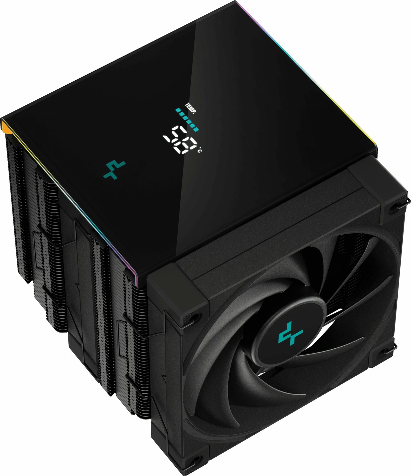 Ftohës ajri DeepCool AK620 DIGITAL, 2 ventilatorë 12cm, ekran digjital, ARGB, i zi
